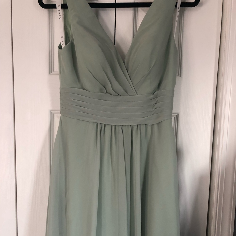 Dusty Sage knee length bridesmaid dress